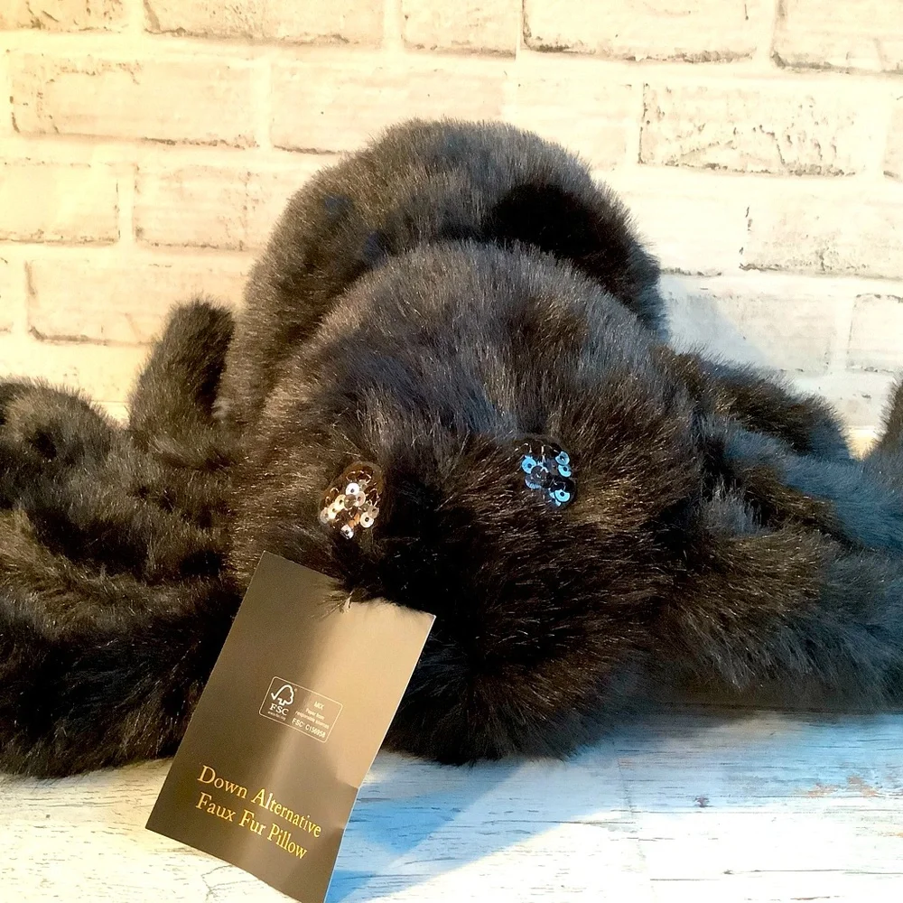 Cynthia Rowley Faux Fur Spider Shaped Halloween Pillow